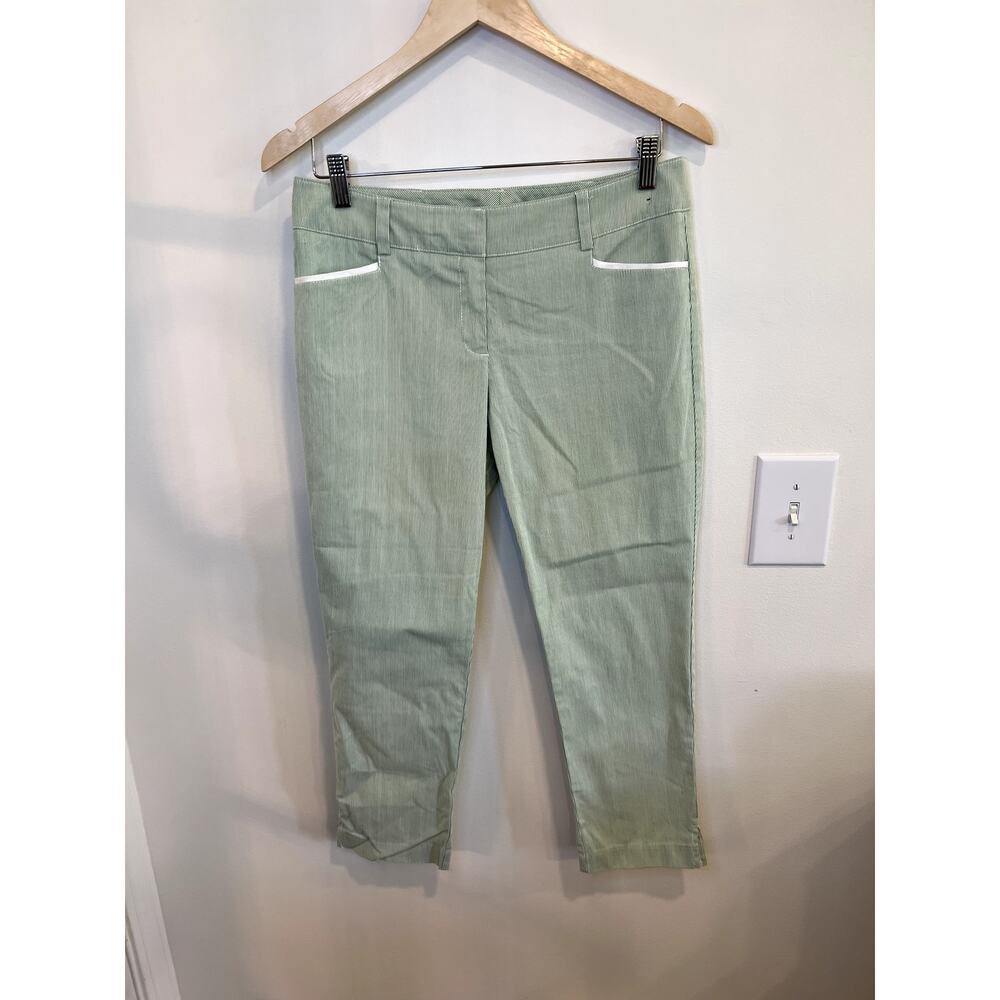7th Avenue Design Studio Mint Green Striped Ankle Pants Size 4 Career Preppy
